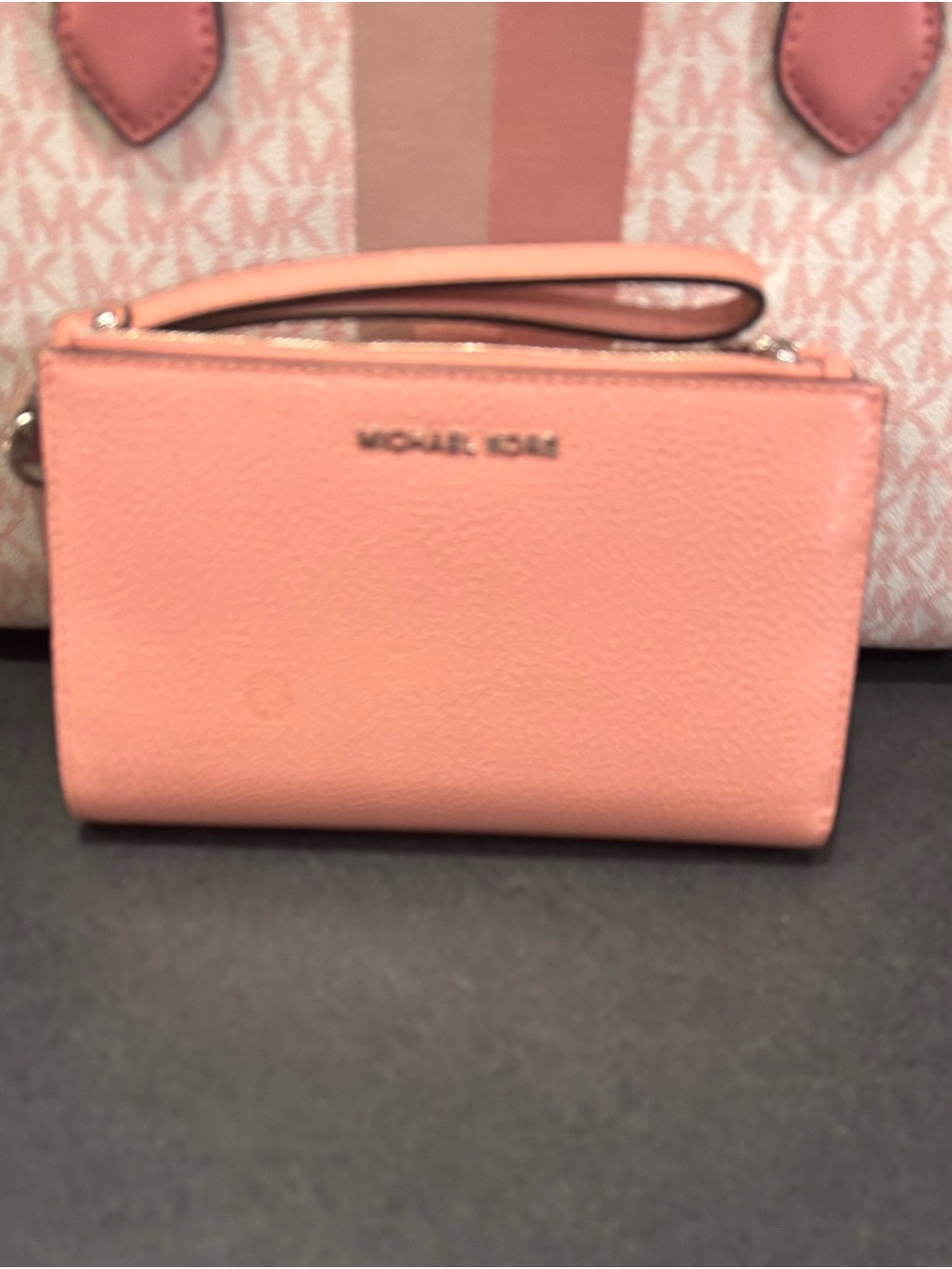 Michael Kors Peach Leather Wristlet